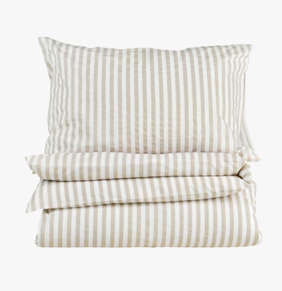 Classic stripe pussilakanasetti puuvillaa beige