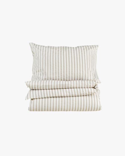 Classic stripe pussilakanasetti puuvillaa beige