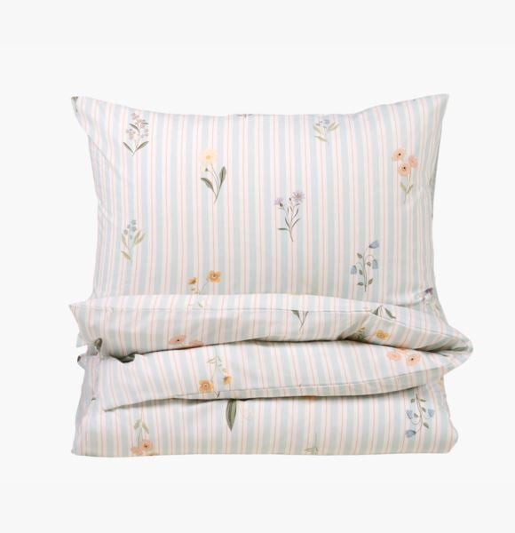 Happy stripe pussilakanasetti puuvillaa vaaleansininen