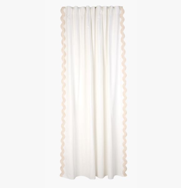 Scallop edge verho luonnonvalkoinen