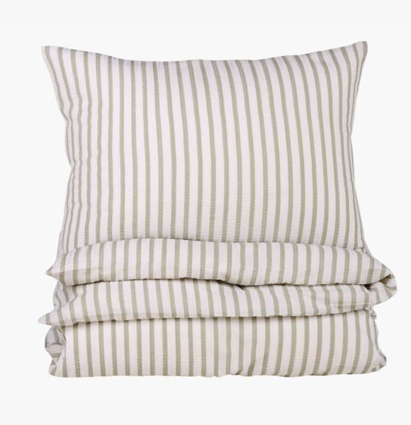 Evie Stripe pussilakanasetti kreppipuuvillaa vihreä