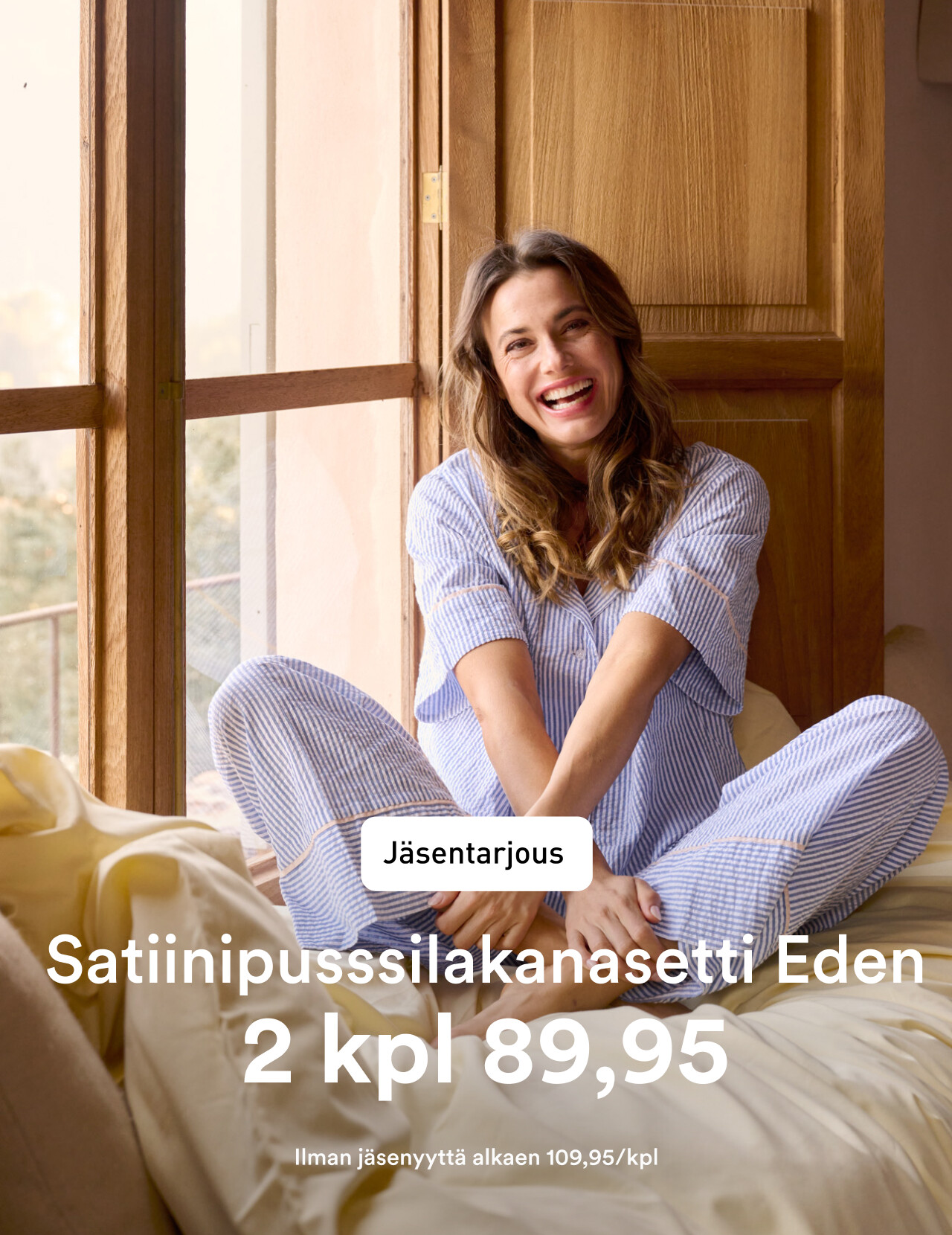 Eden satiinipussilakanat j&auml;senille 2 kpl 89,95