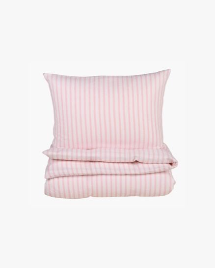 Evie Stripe pussilakanasetti kreppipuuvillaa vaaleanroosa
