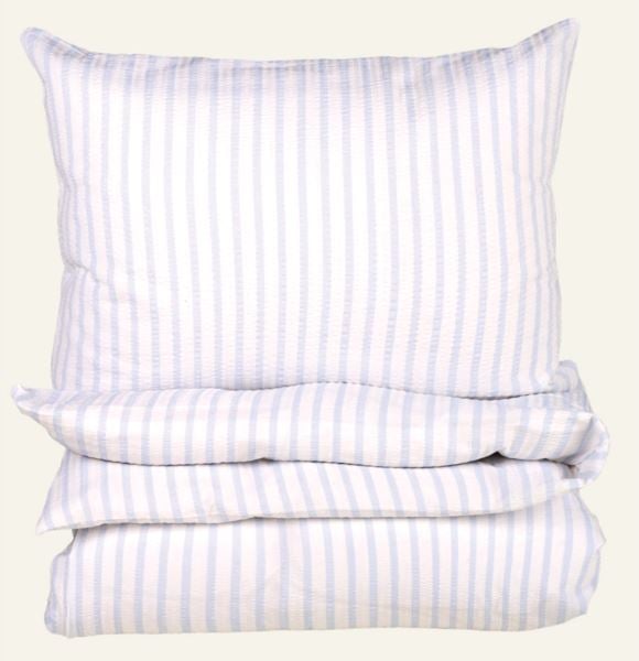 Evie Stripe påslakanset i bäckebölja dimblå