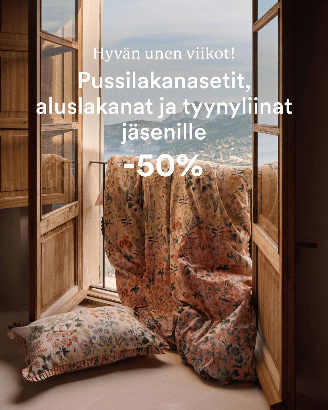 Kaikkea makuuhuoneeseen j&auml;senille -50%