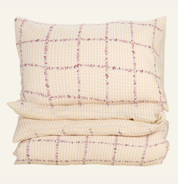 Emmie pussilakanasetti kreppipuuvillaa moniväri/keltainen