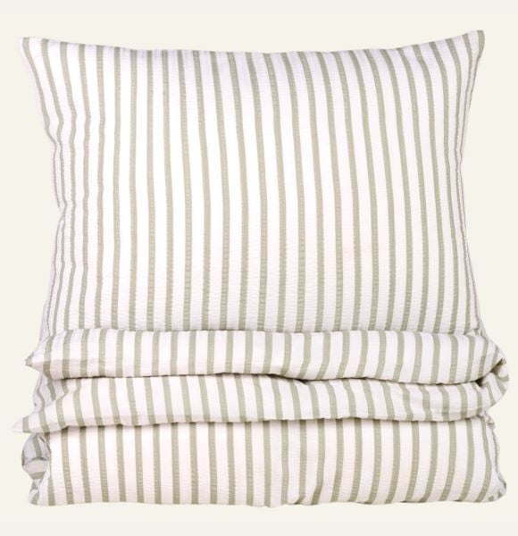 Evie Stripe påslakanset i bäckebölja grön