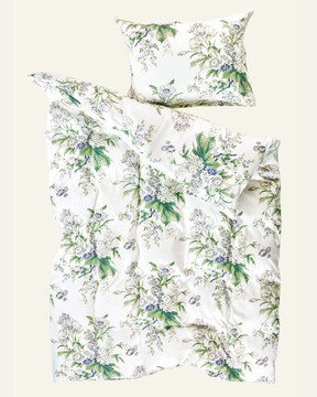 Big Flower pussilakanasetti satiinipuuvillaa moniv&auml;ri/sininen