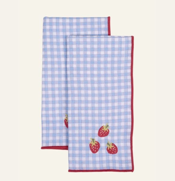 Strawberry kangaslautasliina, 2 kpl  sininen