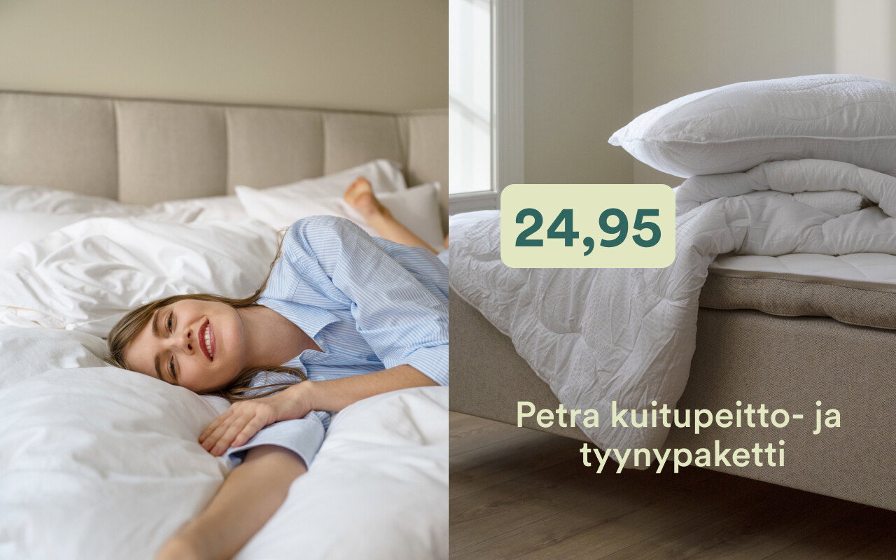 Petra tyyny- ja peittosetti vain 24,95 (norm. 59,95)