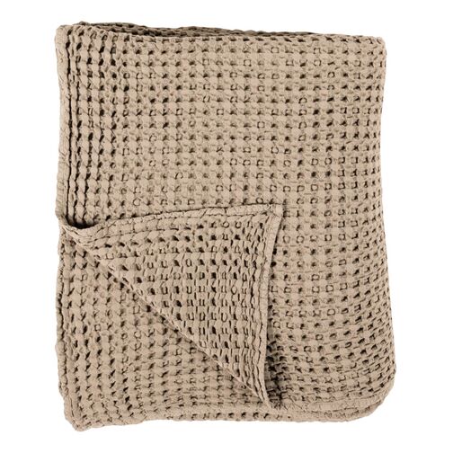 Double Layer Waffle Throw - #ab9683 Mocha