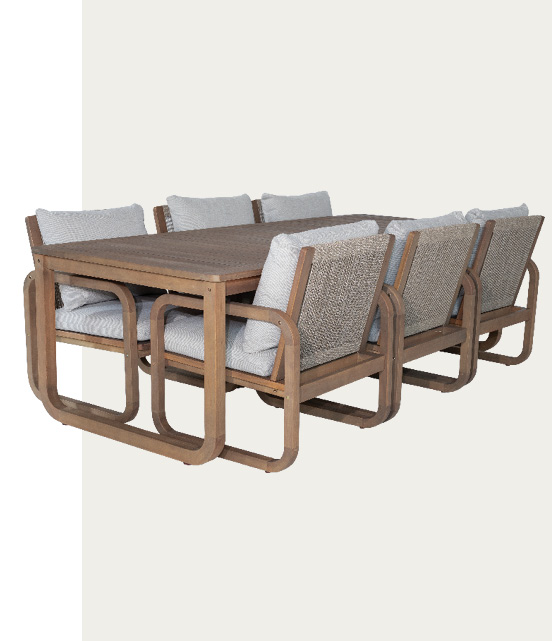 Menorca Eucalyptus Dining Table Set in Natura