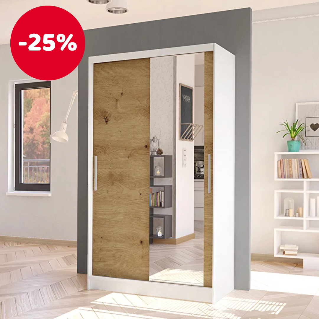 Šatní skříň Coletta III (bílá + dub artisan)