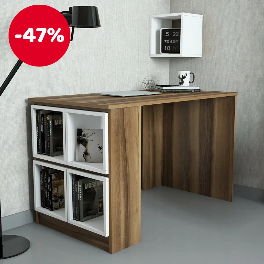 PC stolek Boks (ořech + bílá) *výprodej