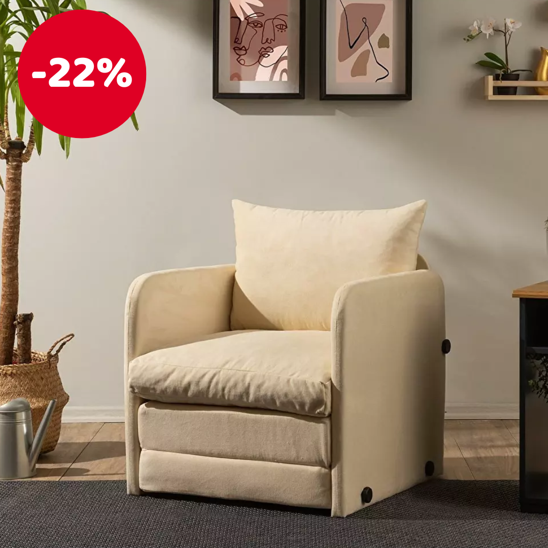 Rozkládací křeslo Sagoretti (krémová)