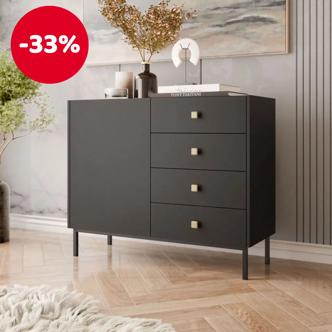 Komoda Probazzo 1D4SZ (černá + zlatá)