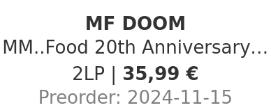 MF DOOM - MM..Food 20th Anniversary Sweetart Vinyl Edition