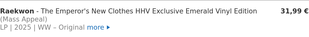 Raekwon - The Emperor's New Clothes HHV Exclusive Emerald Vinyl Edition