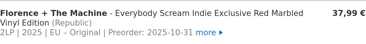 Florence + The Machine - Everybody Scream Indie Exclusive Red Marbled Vinyl Edition