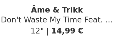 Âme & Trikk - Don't Waste My Time Feat. Jens Kuross