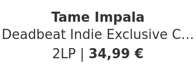 Tame Impala - Deadbeat Indie Exclusive Coke Bottle Clear Vinyl Edition