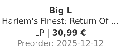 Big L - Harlem's Finest: Return Of The King HHV Exclusive Maroon Vinyl Edition