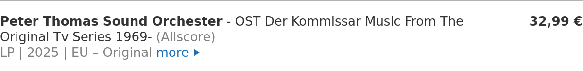 Peter Thomas Sound Orchester - OST Der Kommissar Music From The Original Tv Series 1969-