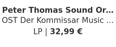 Peter Thomas Sound Orchester - OST Der Kommissar Music From The Original Tv Series 1969-