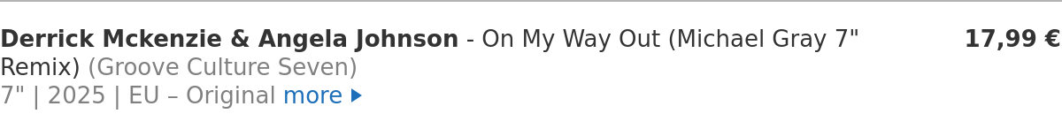 Derrick Mckenzie & Angela Johnson - On My Way Out (Michael Gray 7" Remix)