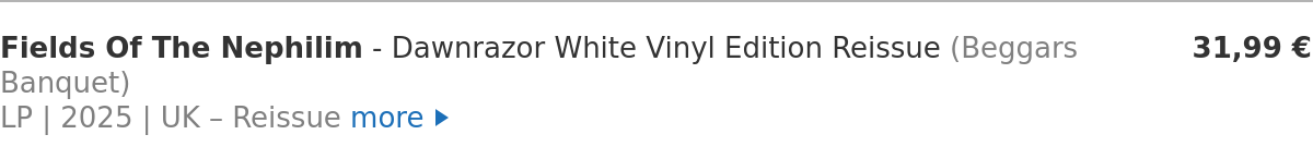 Fields Of The Nephilim - Dawnrazor White Vinyl Edition Reissue