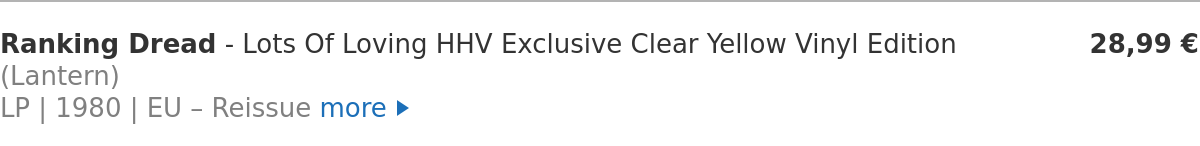 Ranking Dread - Lots Of Loving HHV Exclusive Clear Yellow Vinyl Edition