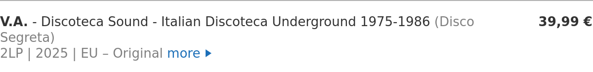 V.A. - Discoteca Sound - Italian Discoteca Underground 1975-1986