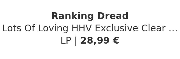 Ranking Dread - Lots Of Loving HHV Exclusive Clear Yellow Vinyl Edition