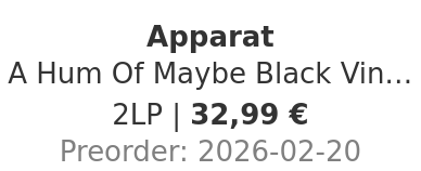 Apparat - A Hum Of Maybe Black Vinyl Edition