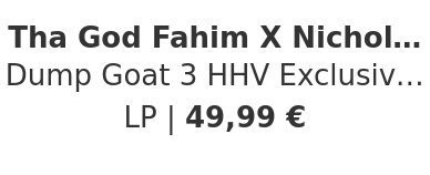 Tha God Fahim X Nicholas Craven - Dump Goat 3 HHV Exclusive Yellow Vinyl Edition