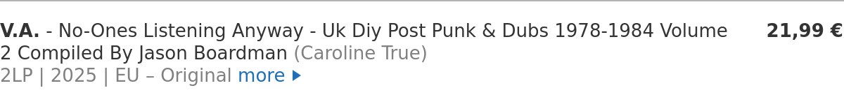 V.A. - No-Ones Listening Anyway - Uk Diy Post Punk & Dubs 1978-1984 Volume 2 Compiled By Jason Boardman