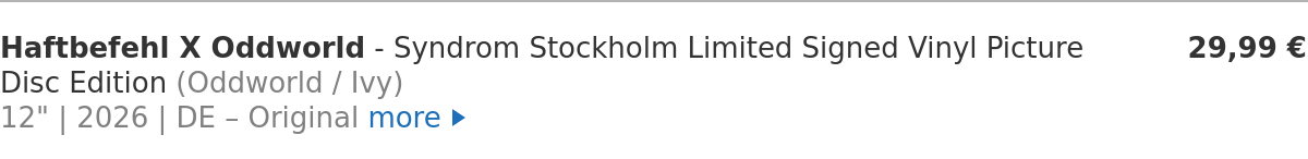 Haftbefehl X Oddworld - Syndrom Stockholm Limited Signed Vinyl Picture Disc Edition