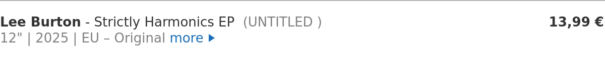 Lee Burton - Strictly Harmonics EP