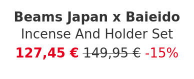 Beams Japan x Baieido - Incense And Holder Set