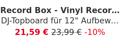 Record Box - Vinyl Record Storage - DJ-Topboard für 12" Aufbewahrung (3x110)
