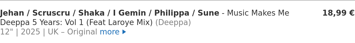 Jehan / Scruscru / Shaka / I Gemin / Philippa / Sune - Music Makes Me Deeppa 5 Years: Vol 1 (Feat Laroye Mix)