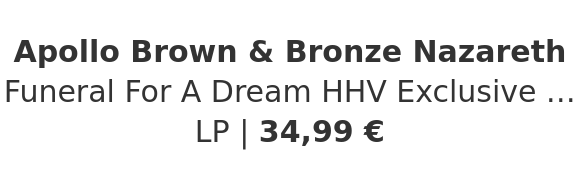 Apollo Brown & Bronze Nazareth - Funeral For A Dream HHV Exclusive Black W/ Yellow Splatter Vinyl Edition