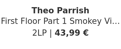 Theo Parrish - First Floor Part 1 Smokey Vinyl Edition With Obi Strip