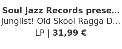 Soul Jazz Records presents - Junglist! Old Skool Ragga D&B Jungle