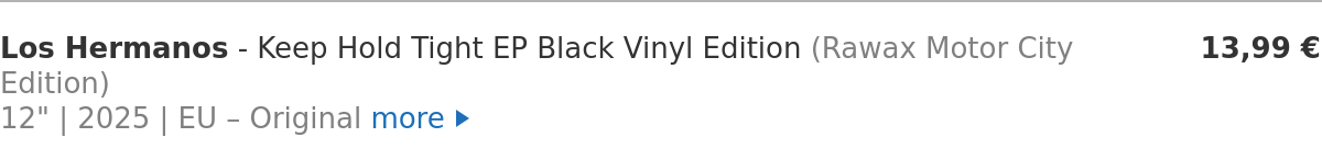 Los Hermanos - Keep Hold Tight EP Black Vinyl Edition