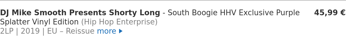 DJ Mike Smooth Presents Shorty Long - South Boogie HHV Exclusive Purple Splatter Vinyl Edition