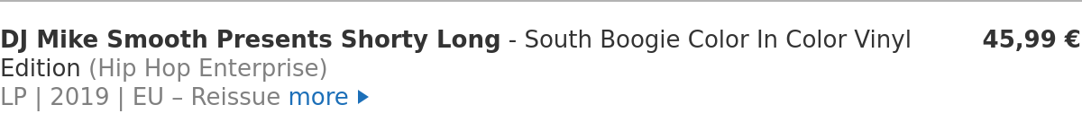 DJ Mike Smooth Presents Shorty Long - South Boogie Color In Color Vinyl Edition