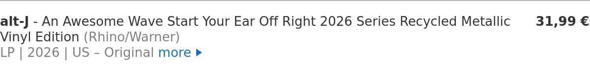 alt-J - An Awesome Wave Start Your Ear Off Right 2026 Series Recycled Metallic Vinyl Edition