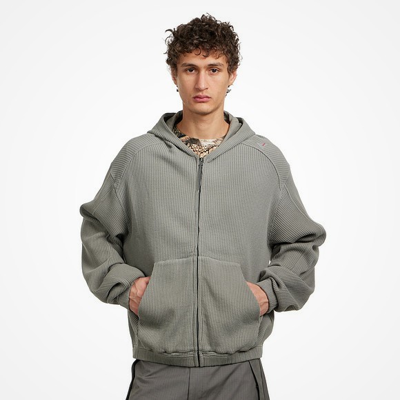 ROA - Bee Sun Faded Organic Waffle Zip Up Hoodie