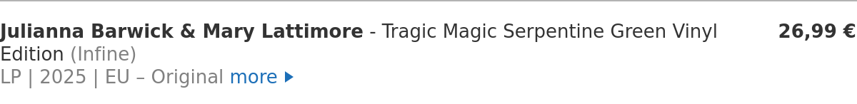 Julianna Barwick & Mary Lattimore - Tragic Magic Serpentine Green Vinyl Edition